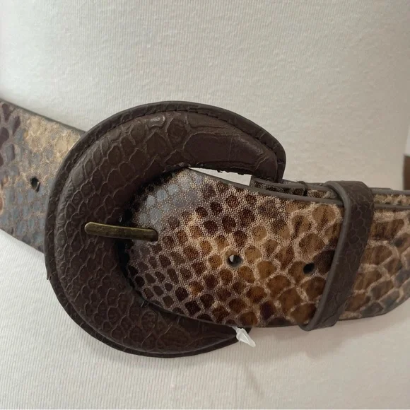 CHICOS real leather crocodile pattern belt brown tan - Picture 2 of 11
